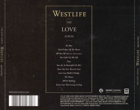 Carátula Trasera De Westlife The Love Album Portada