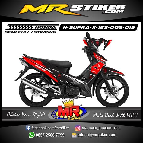 Honda supra x125 racikan bengkel tkr21 di cilegon, banten ini, sedang fenomenal saat ini. Stiker motor decal Supra X 125 Red blood monster energy ...