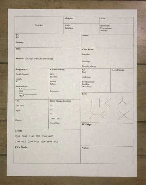 Your nurse brain is a sheet of paper that has all the information of. PRINTABLE Critical Care Nursing Brain Sheet for Report ...