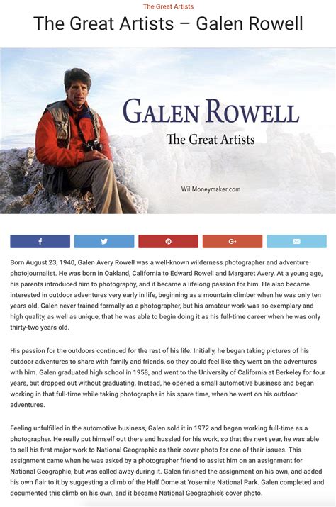 Galen Rowell Will Moneymaker Photography Outdoor Adventure