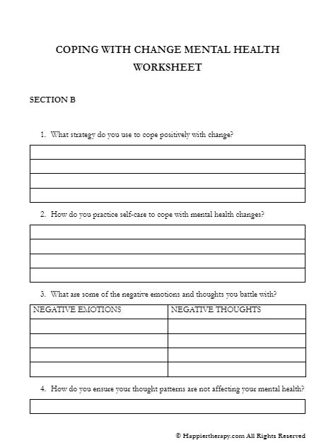Coping With Change Mental Health Worksheet Happiertherapy