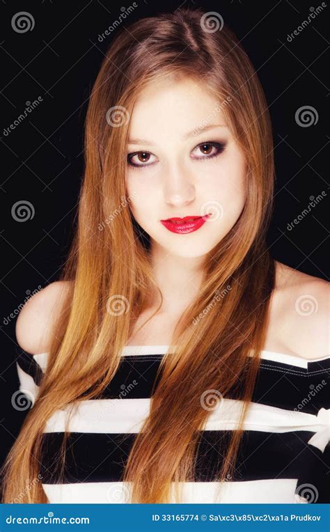 Beautiful Brunette Girl With Long Hair Stock Photo Image Of Sensual