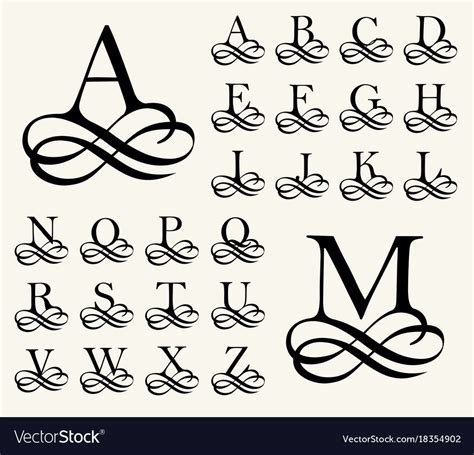 Vintage Set Capital Letter For Monograms And Vector Image Affiliate