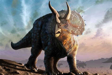 Tyrannosaurus Rex Vs Triceratops In A Dinosaur Fight