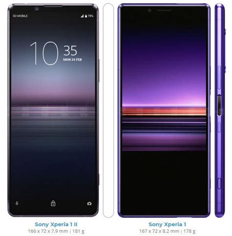 Sony Xperia 1 Ii Vs Xperia 1 Specs And Size Comparison Phonearena