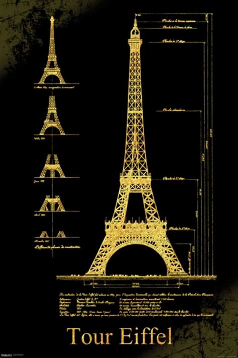 Eiffel Tower Design Poster 24 X 36