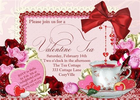Valentine Tea Party Invitation Valentines Day Party By Bellaluella