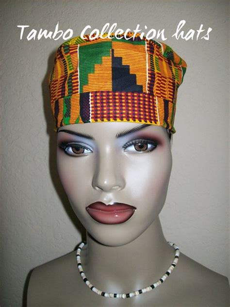 Kente 2 Womens High Top Kufi Hat African Hat By Tambocollection African Hats Church Hats