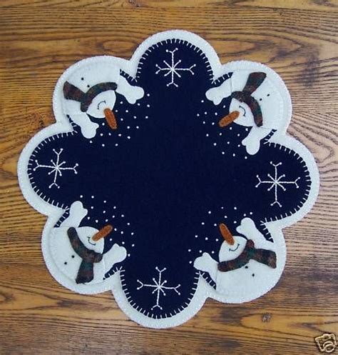 Let It Snow Wool Penny Rug Candle Mat Candle Mats Patterns Penny