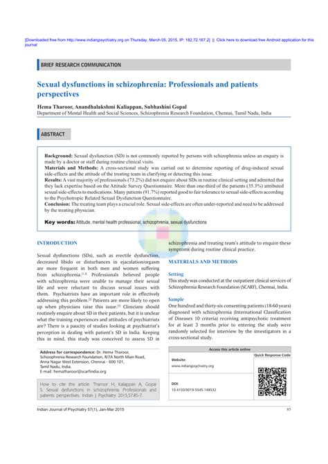 pdf sexual dysfunctions in schizophrenia professionals and patients perspectives