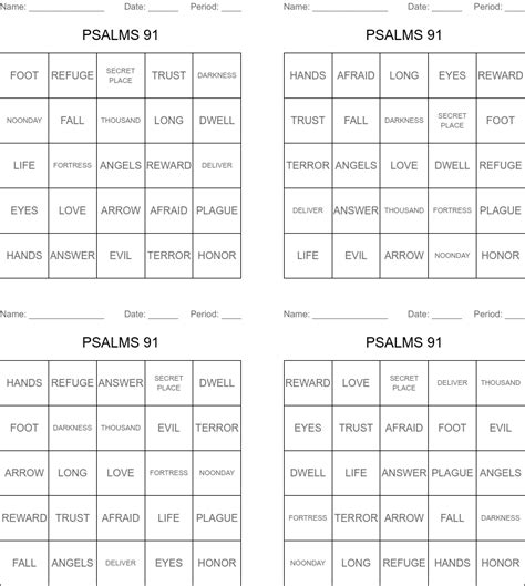 Psalm 91 Word Search WordMint