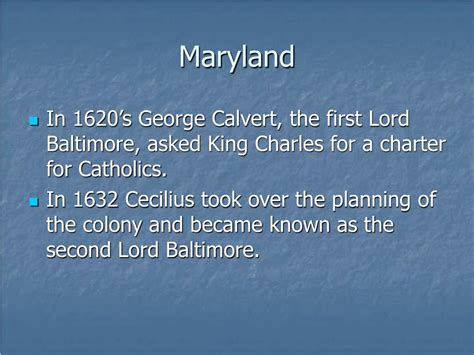 Ppt The Maryland Colony Powerpoint Presentation Free Download Id