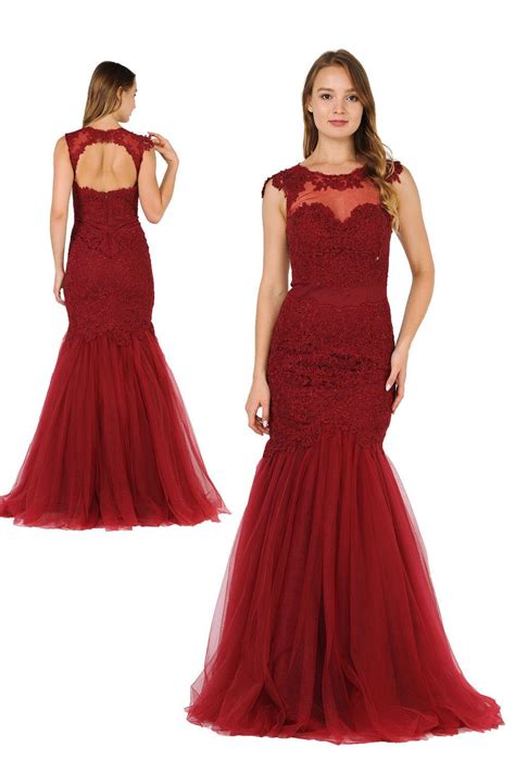 Illusion High Neck Mermaid Dress With Lace Appliques By Poly Usa 8226