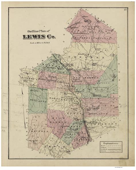 Lewis County New York 1875 Old Map Reprint Lewis Co Atlas Old Maps