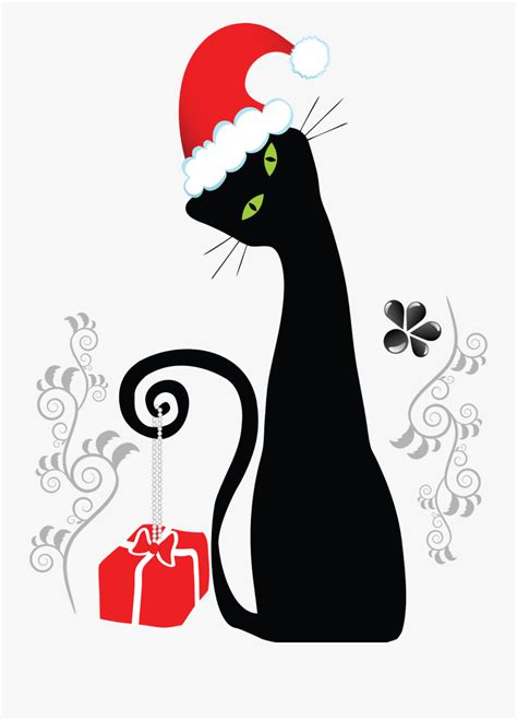 Black Cat Christmas Vector Free Transparent Clipart Clipartkey