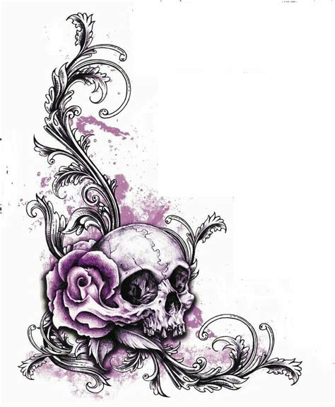 Corner Skull Scrolling Skull Tattoo Design Feminine Skull Tattoos Girly Skull Tattoos