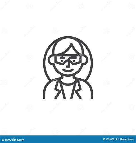 Woman Scientist Avatar Character Line Icon Stock Vector Illustration