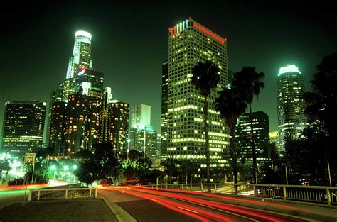 Los Angeles Skyline At Night Photograph By Hisham Ibrahim Pixels