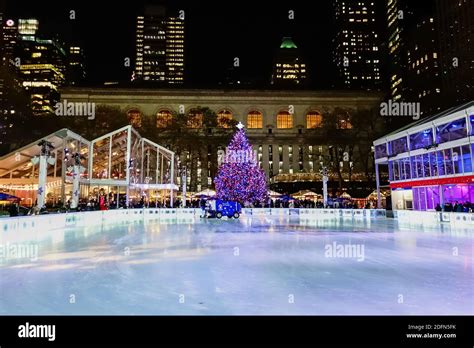 Bryant Park Ice Skating Rink And The Bryant Park Christmas Tree