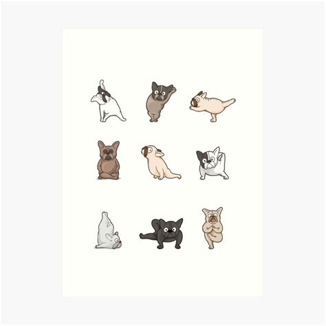 French Bulldog Yoga Poses Graphic Art Print By Ugrcollection Redbubble