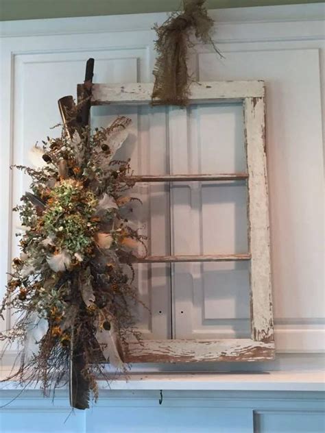 (decorate) make more attractive by adding ornament, colour, etc. Old Window Frame Salvage / Farmhouse Style Window / White