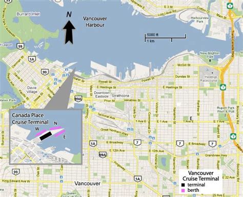 Vancouver Cruise Terminal Map Canada Place Cruise Terminal Map