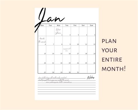 2021 Yearly Calendar 12 Month Overview Printable 2021 Etsy