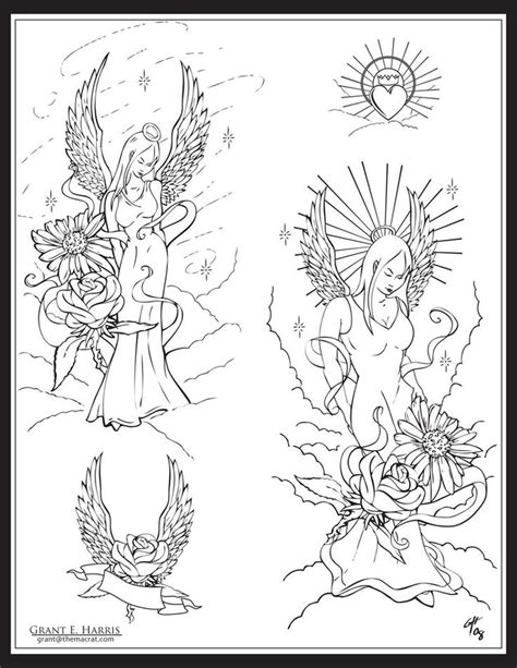 Angel Tattoo Flash Flash Tattoo Neo Traditional Rose Angel Tattoo