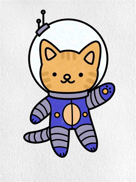 Astronaut Cat Drawing Helloartsy
