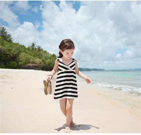 3 8 Years Old Childrens Wear Girls Striped Dress Children Beach Dress