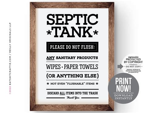Septic Tank Bathroom Sign Instant Download Printable System Do Etsy Australia