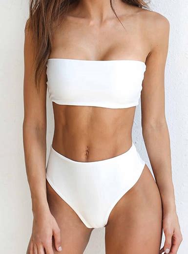 Women S Two Piece Bandeau Style Swimsuit White