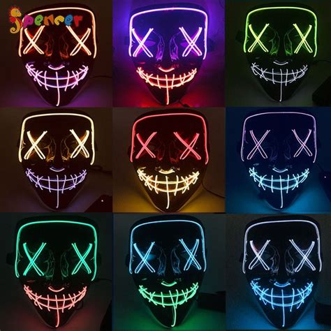 Scary Mask Halloween Purge Light Led Up Party Costume Cosplay Led Glow