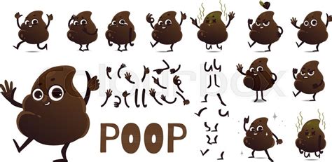 Poop Cartoon Character Creation Set Stock Vector Colourbox