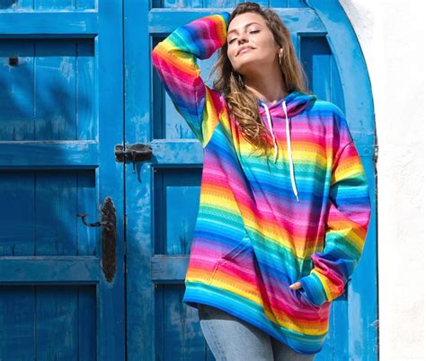 Rainbow Stripe Hoodie A Bright And Colourful Rainbow Hoodie Etsy