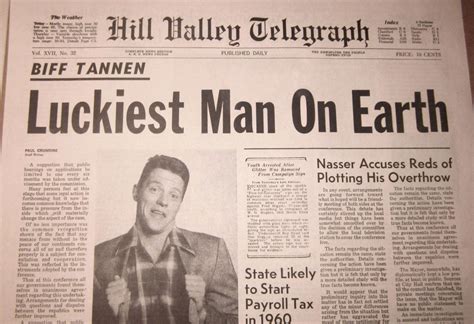 Back To The Future 2 Hill Valley Telegraph Biff Prop Newspaper