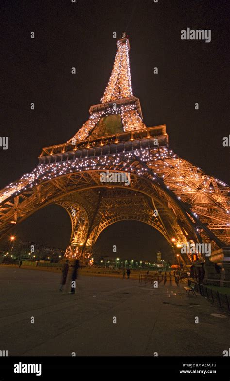 Eiffel Tower Illuminated At Night Paris France Stock Photo Alamy
