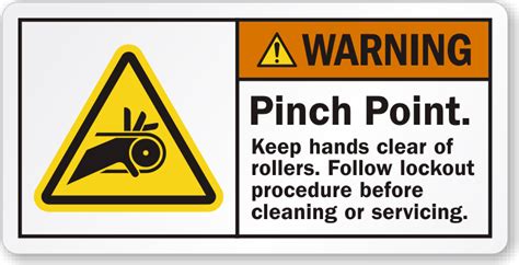 Warning Pinch Point Keep Hands Clear Of Rollers Label Sku Lb 2378