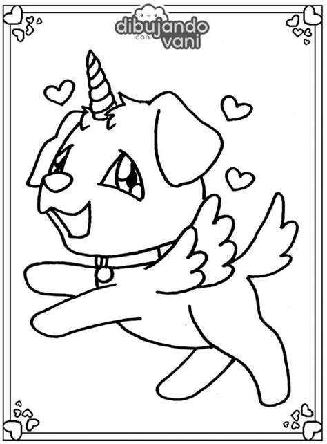 Dibujo De Un Perro Unicornio Para Imprimir Y Colorear Dibujando Con Vani
