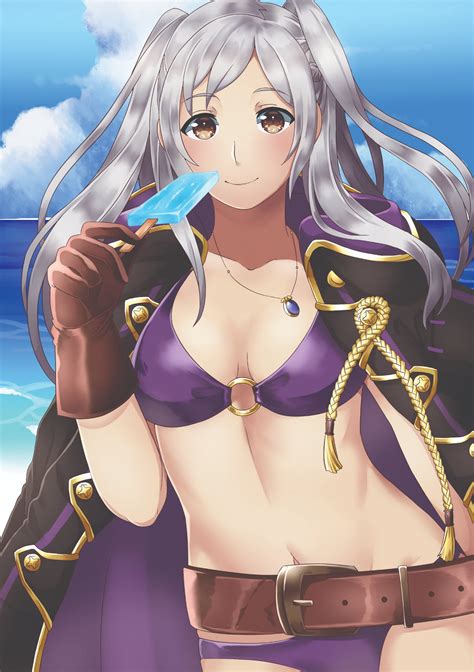 Safebooru 1girl Belly Button Belt Bikini Blue Sky Brown Eyes Brown Gloves Closed Mouth Clouds