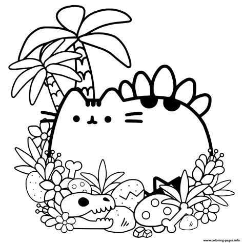 It would be funny for your kid to try and imagine a real cat wearing this silly yet sweet hat. Pusheen Cave Cat Coloring Pages Printable