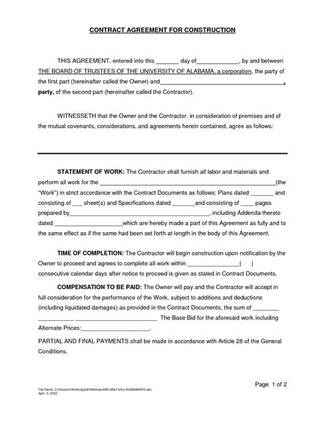 Sample Contract Agreement - Free Printable Documents