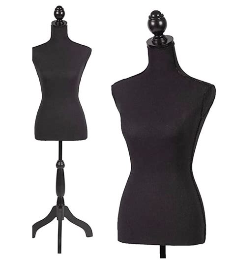 Female Mannequin Torso Dress Form With Wooden Tripod Base Stand