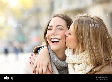Teenage Girls Kissing Friend Hi Res Stock Photography And Images Alamy