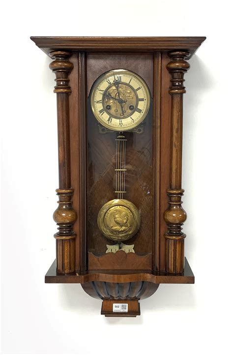 Ds Late 19th Century Walnut And Beech Cased Vienna Wall Clock Twin