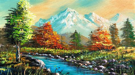 Time Lapse Autumn Forest River Painting Easy Forest River Landscape
