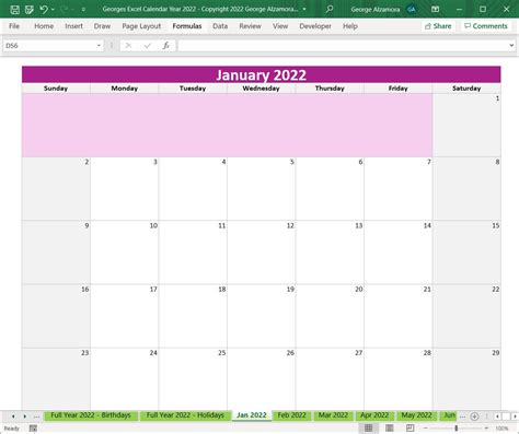 Monthly 2022 Excel Calendar Planner Free Printable Templates Riset