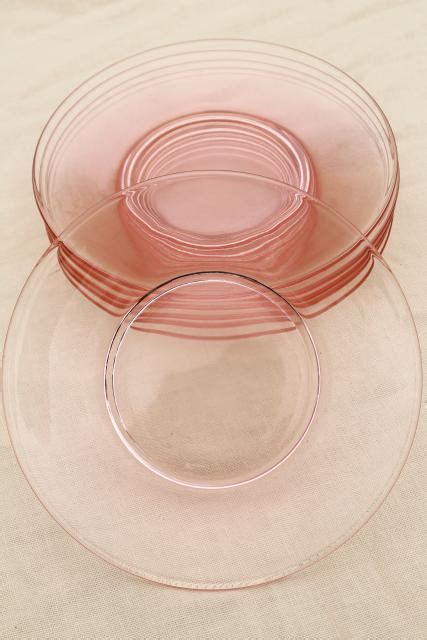 Blush Pink Vintage Depression Glass Salad Dessert Plates Set Of 6