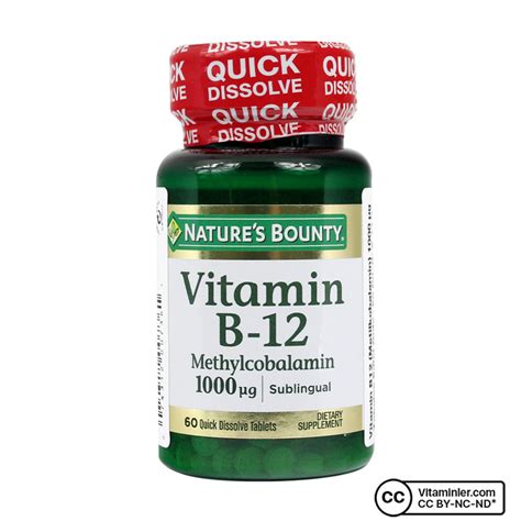 Natures Bounty Vitamin B12 Methylcobalamin 1000 Mcg 60 Dilaltı Tableti