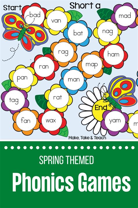 Spring Themed Sight Word And Phonics Game Boards Make Take And Teach